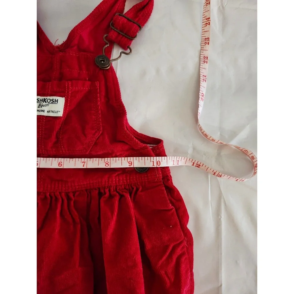 OshKosh B'gosh Red Corduroy Jumper Dress Toddler Girls Size 2T Adjustable Straps